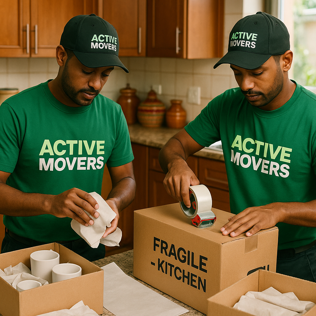 Team of professional movers at work